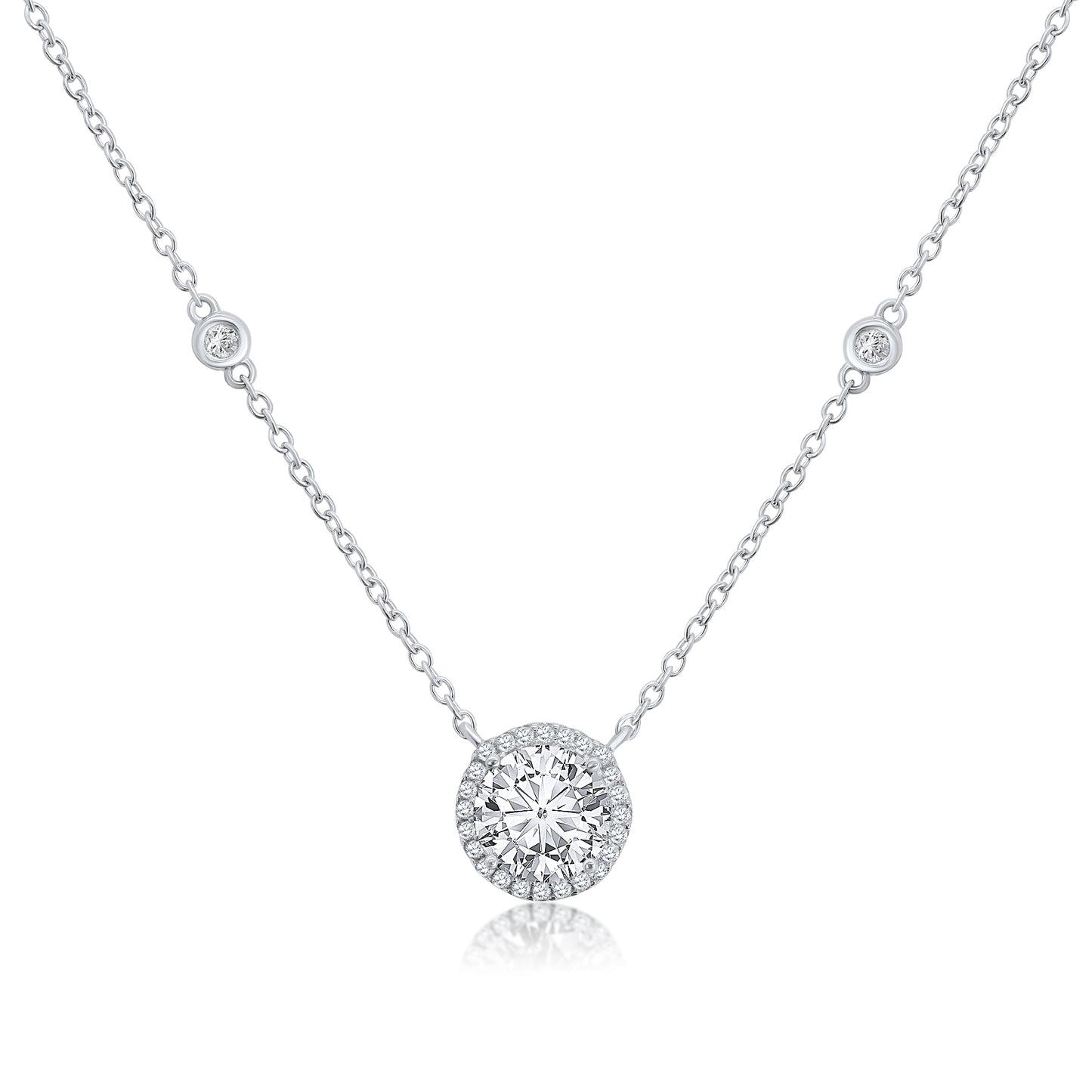 Round Solitaire Station Necklace
