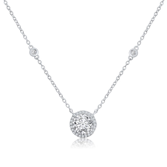 Round Solitaire Station Necklace