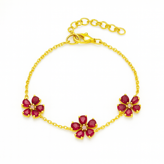 Ruby Flower Bracelet