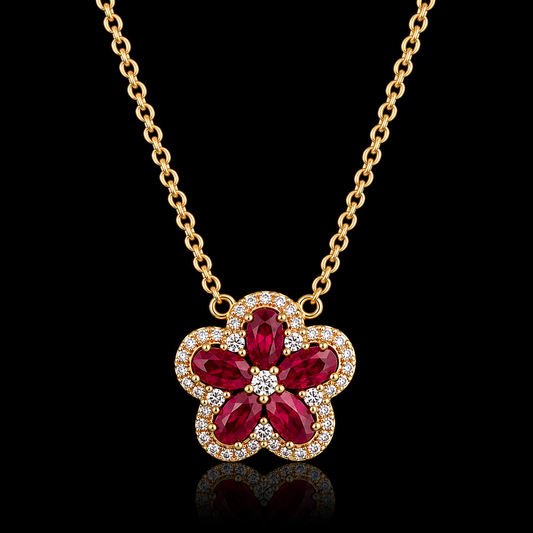 Colored Pave Floral Necklace