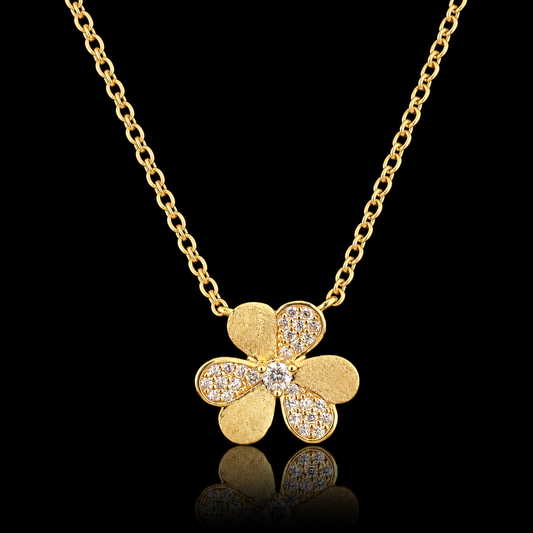 Gold and Pave Flower Necklace
