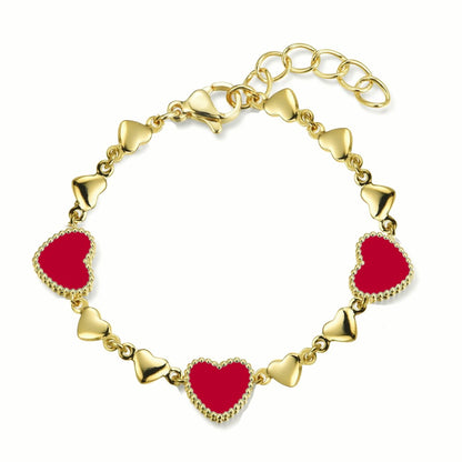 Gold Plated Red Hearts Bracelet