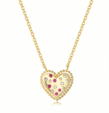 Gold PInk Dot Necklace