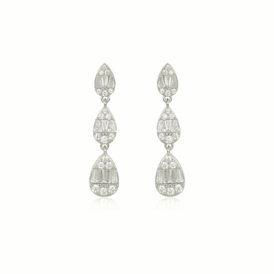 Silver Tiered Teardrop Earring