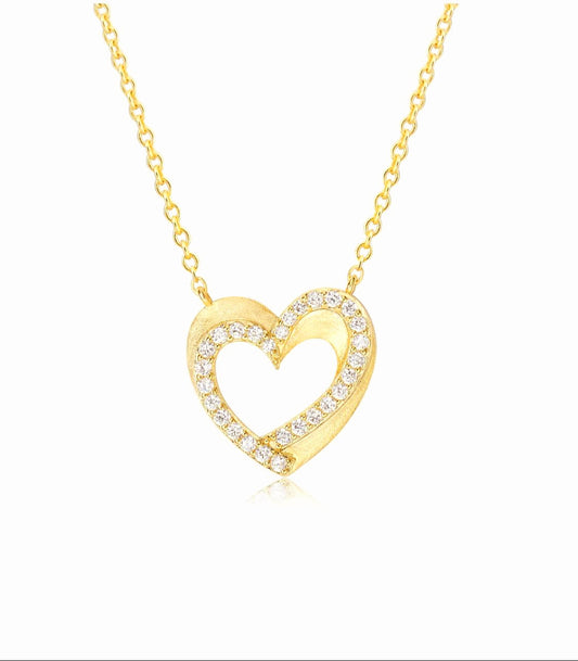 Brushed Gold Heart Necklace