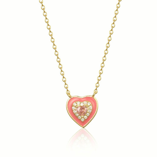 Pink Pave Heart Necklace