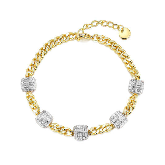 Cuban Link Square Baguette Bracelet