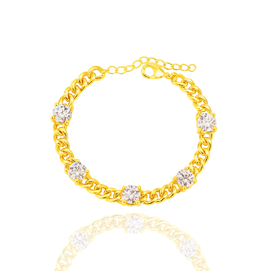 Cuban Link Round Stone Bracelet