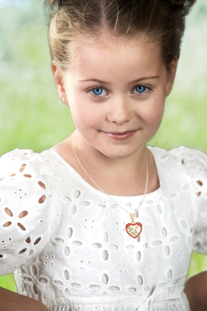 Gold Filled Red Butterfly Heart Necklace
