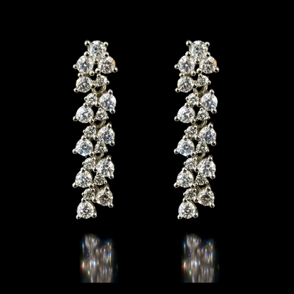 Silver Double Row Drop Earring