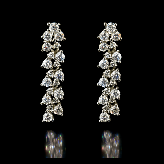 Silver Double Row Drop Earring