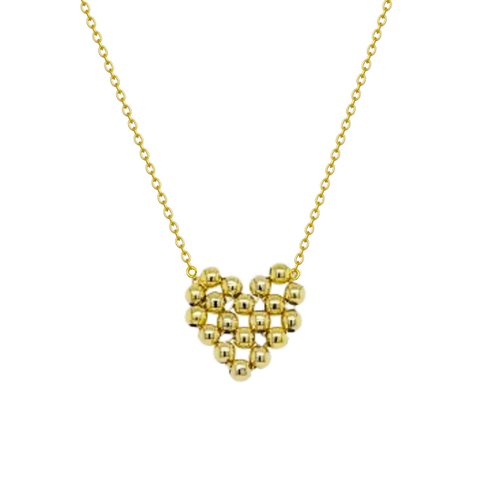 Gold Balls Heart Necklace