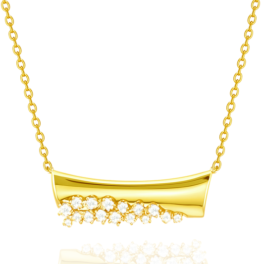 Gold Bar Necklace with Stones