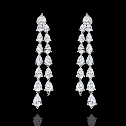 Silver Double Row Teardrop Earring