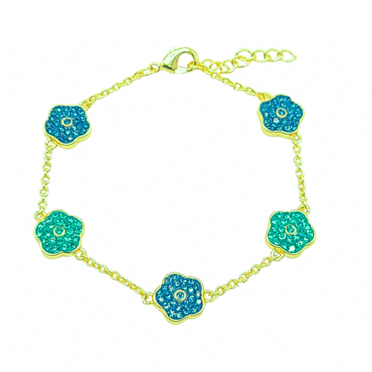 Gold Plated Blue Flower Bracelet