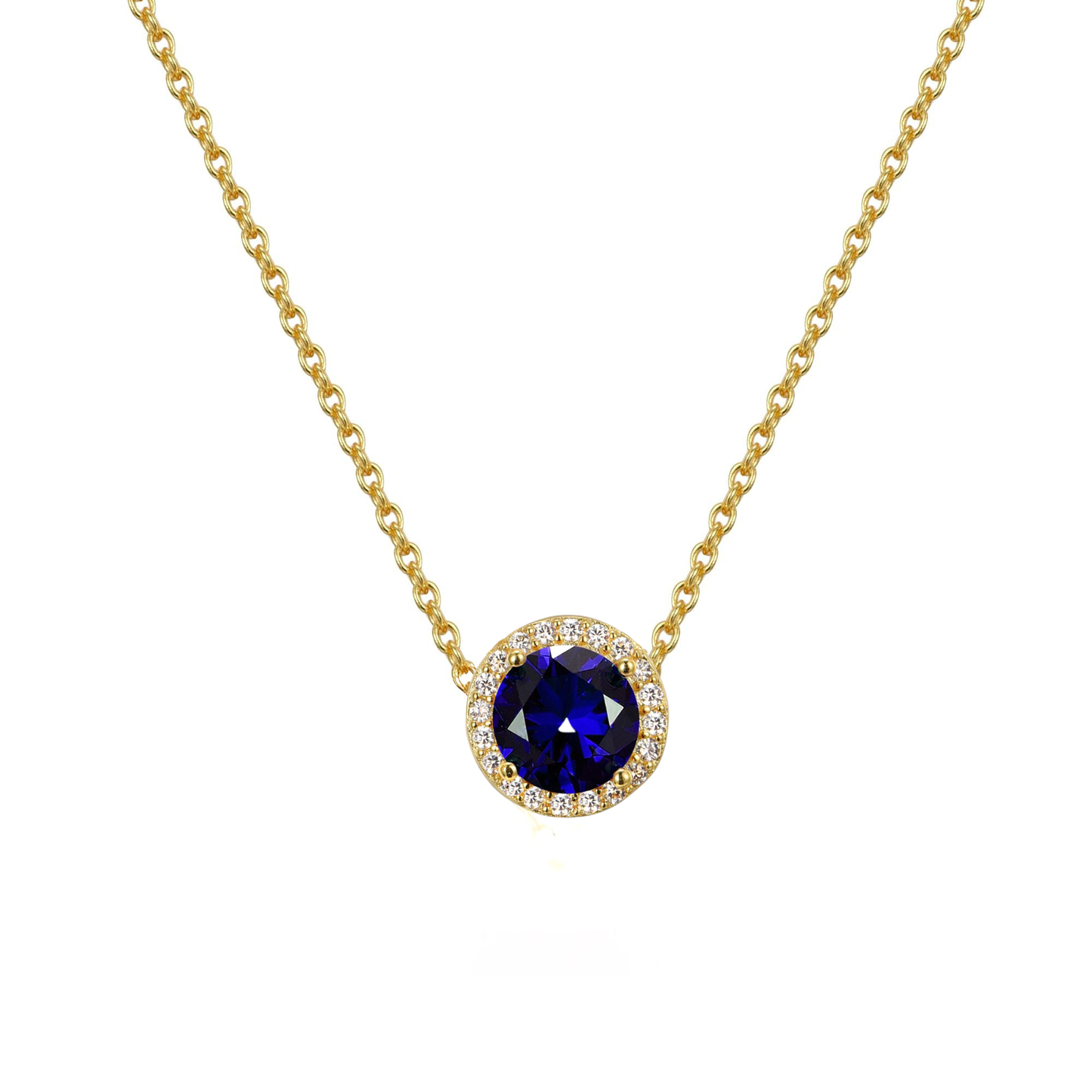 Gold Plated Round Solitaire Colored Necklace