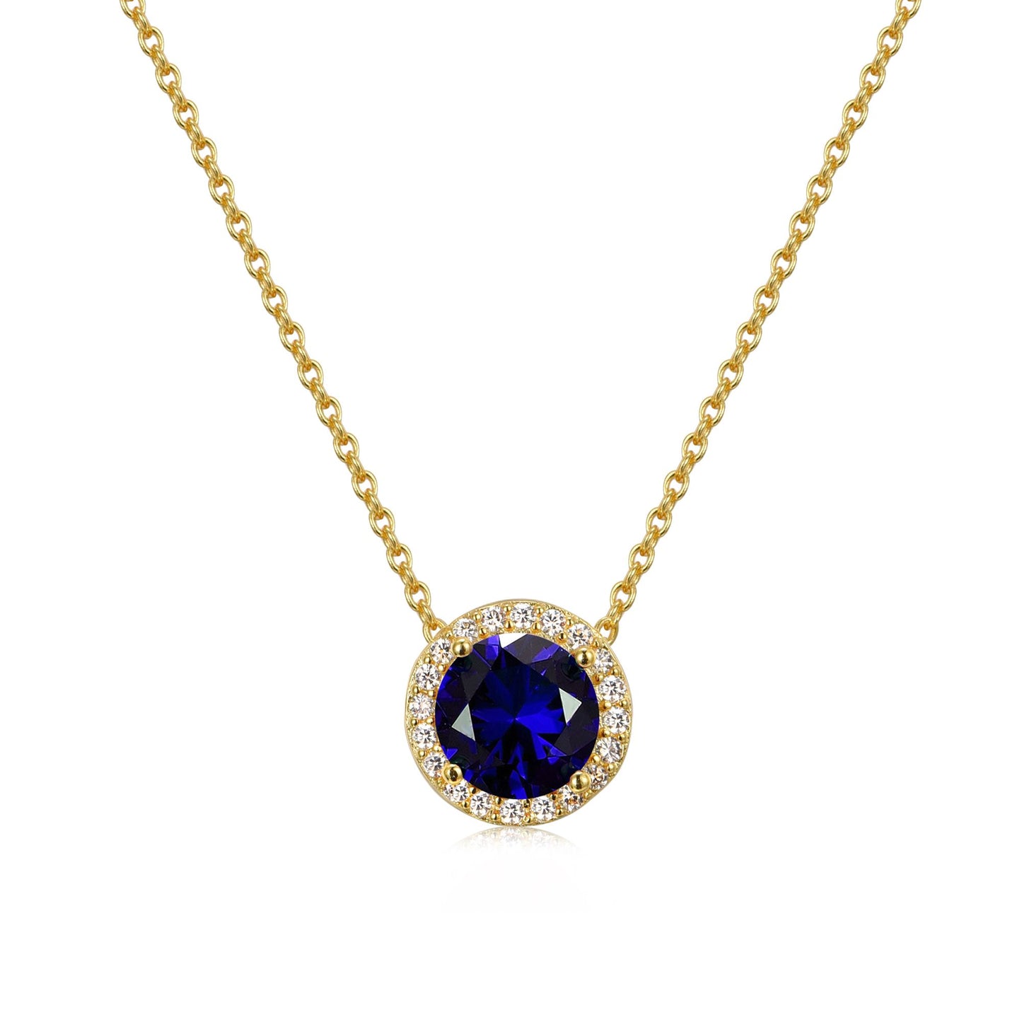 Gold Plated Round Solitaire Colored Necklace