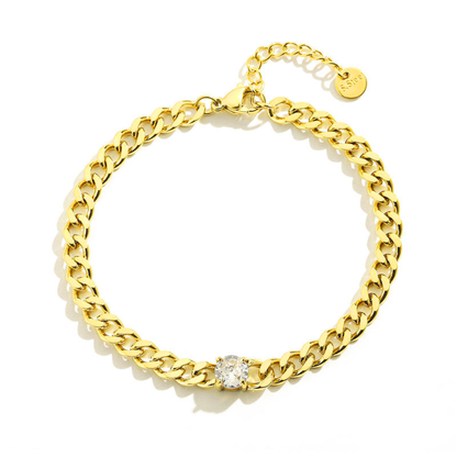 Solitaire Curb Chain Bracelet