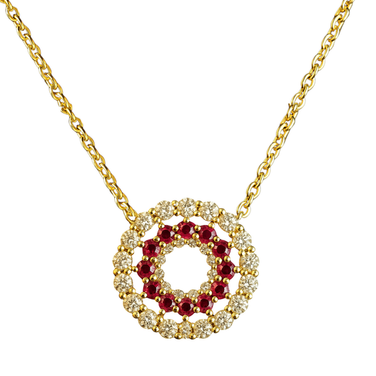 Round Cluster Disc Necklace 3 Row with Rhinestones
