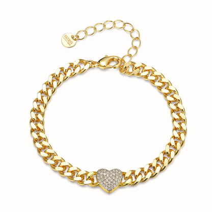 Cuban Chain Heart Bracelet