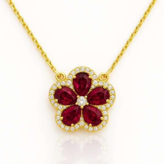 Colored Pave Floral Necklace