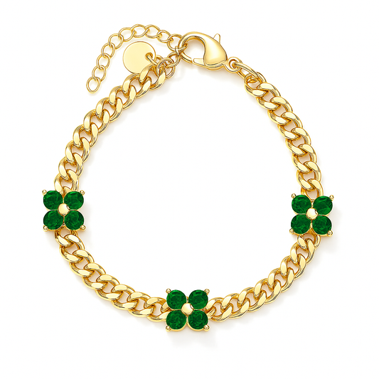 Cuban Link Flower Bracelet