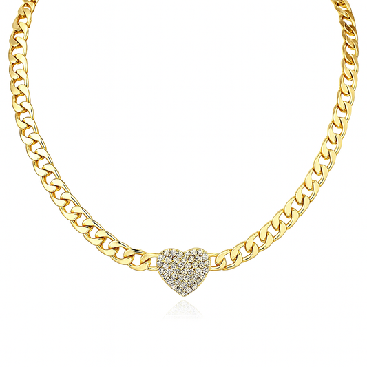 Cuban Chain Heart Necklace