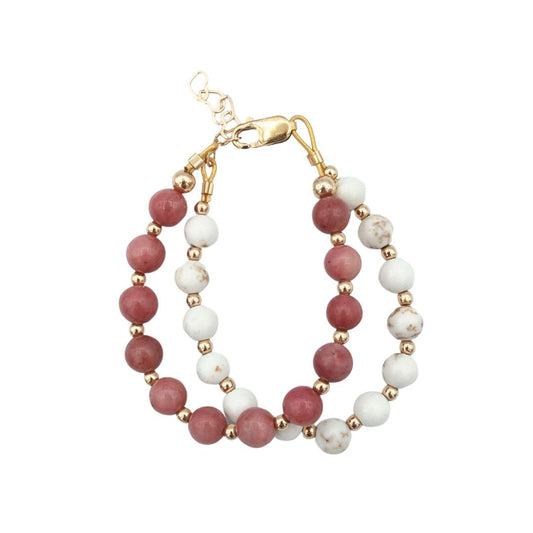Mauve and White Double Strand Bracelet