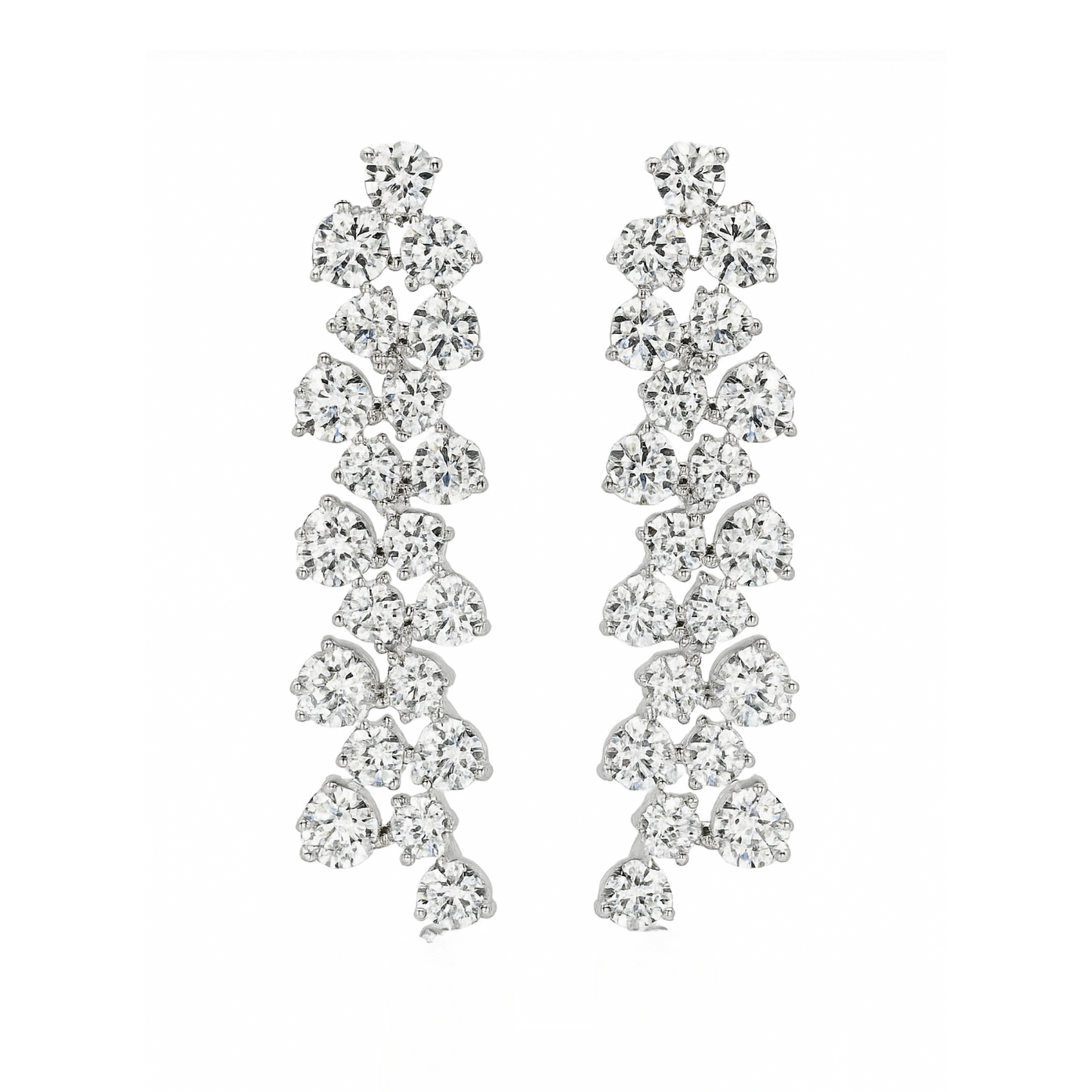 Silver Double Row Drop Earring