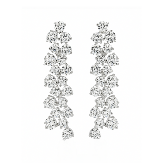 Silver Double Row Drop Earring