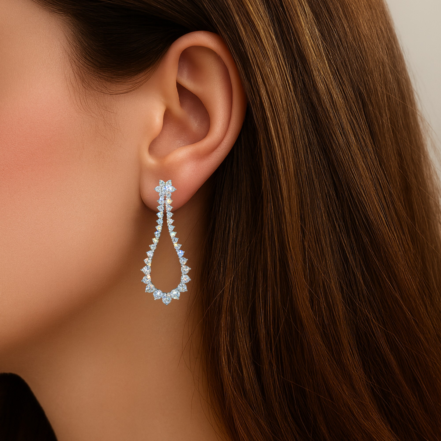 Silver Mixed Stone Teardrop Earring