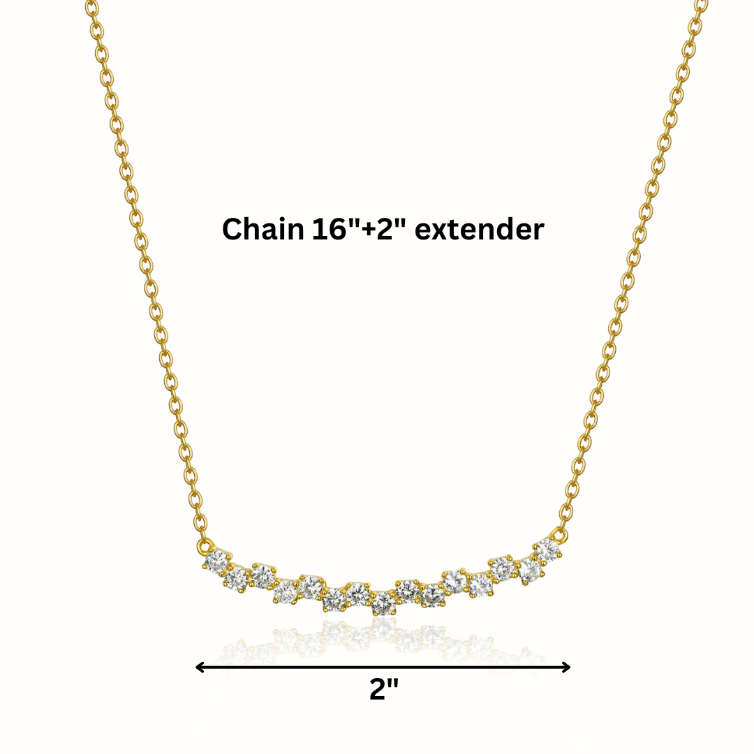 Gold Plated  Cluster Bar CZ Necklace