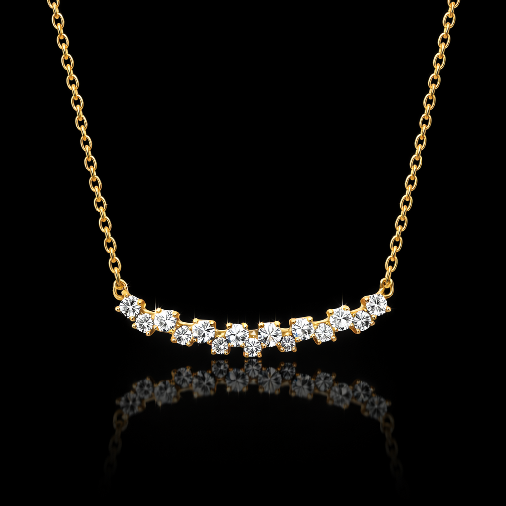 Gold Tone Cluster Bar Necklace