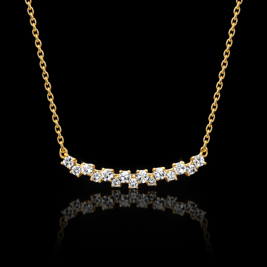 Gold Tone Cluster Bar Necklace