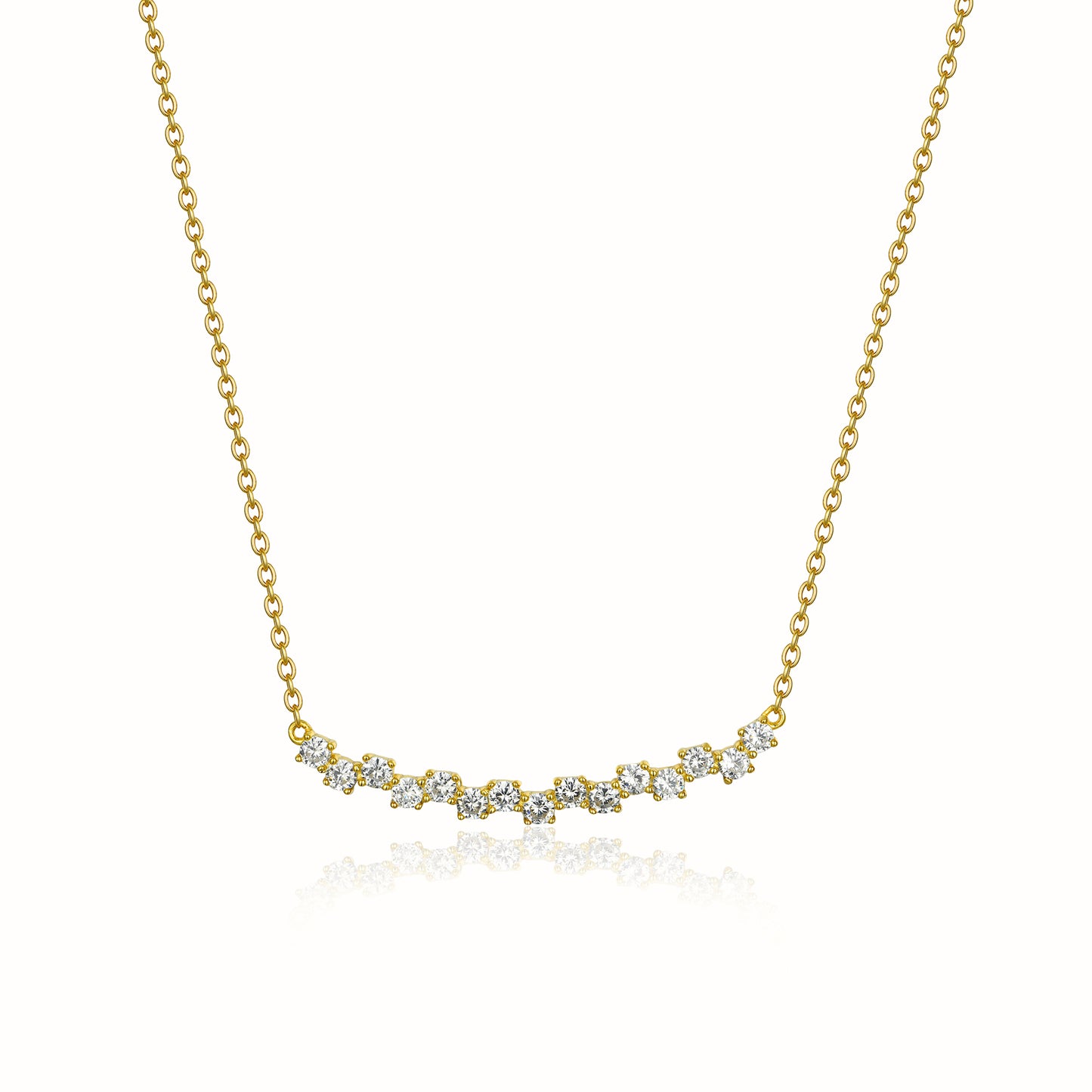 Gold Plated  Cluster Bar CZ Necklace