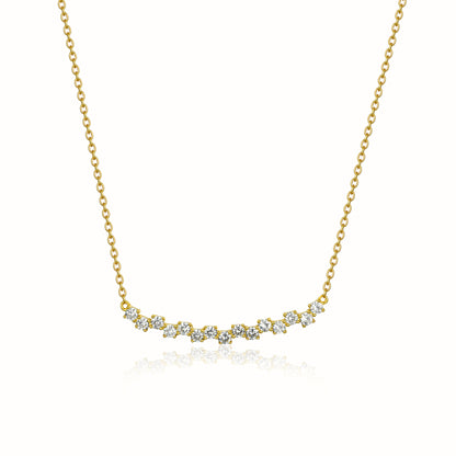 Gold Plated  Cluster Bar CZ Necklace