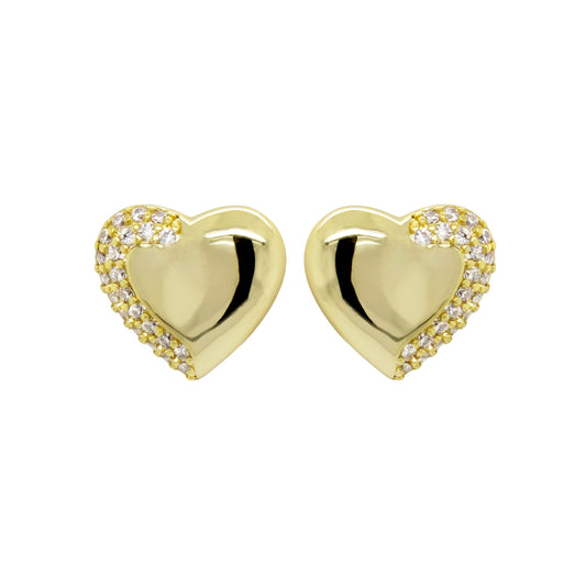 Gold Pave Heart Earring