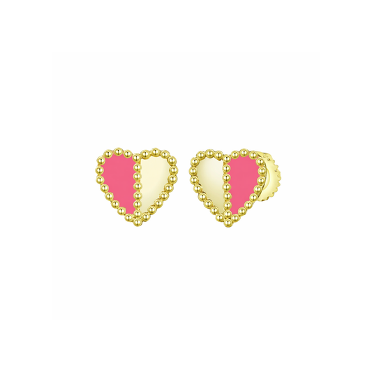 Gold and Pink Heart Earring