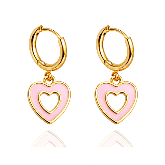 Pink Heart Drop Earring