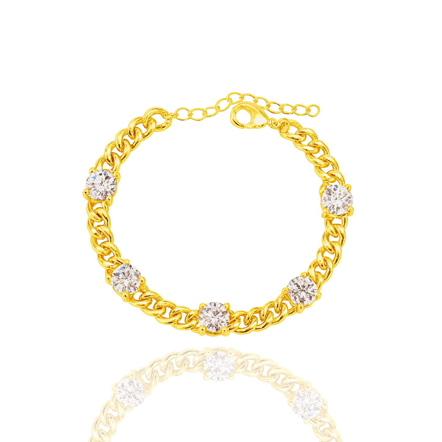 Cuban Link Round Stone Bracelet
