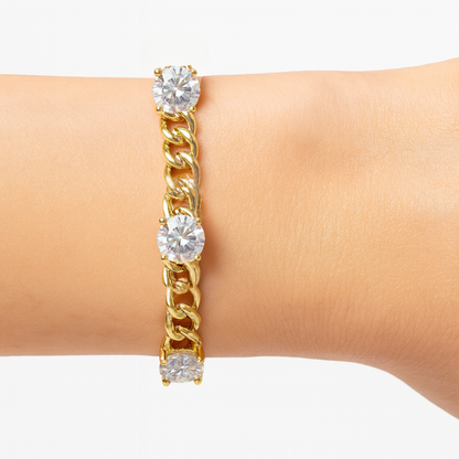 Cuban Link Round Stone Bracelet