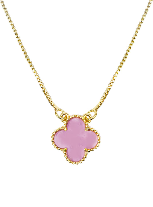 Gold Plated Lavendar Clover Necklace