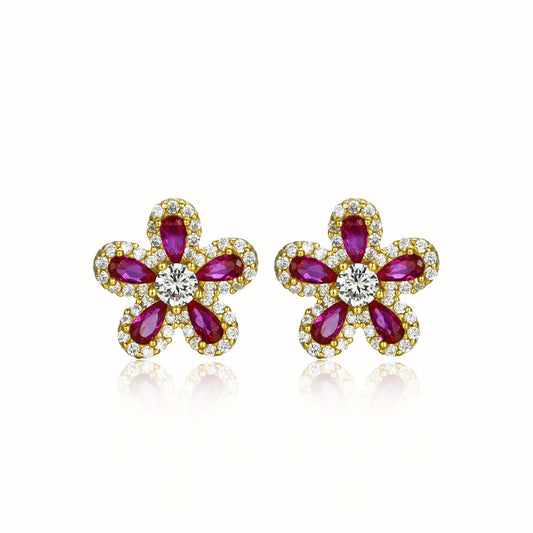 Pave Flower Stud Earring