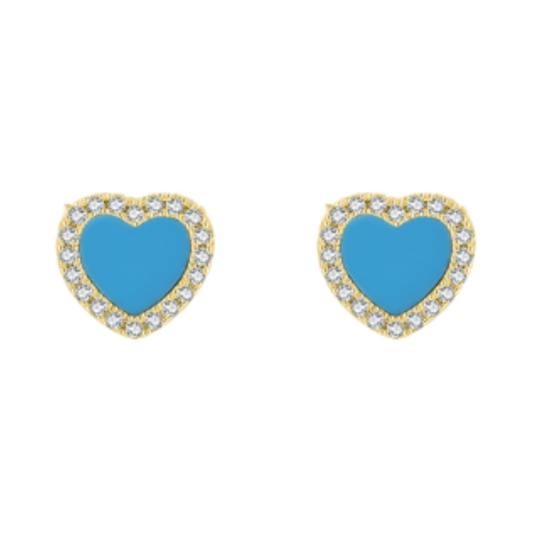 Enamel Heart Stud Earrings - Sold Out