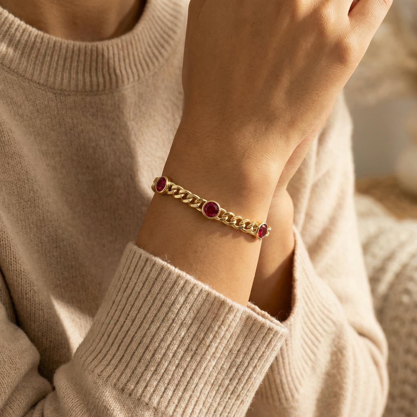 Cuban Chain Station Bracelet - Thin