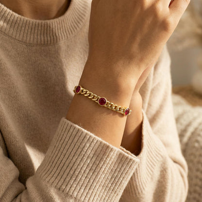 Cuban Chain Station Bracelet - Thin