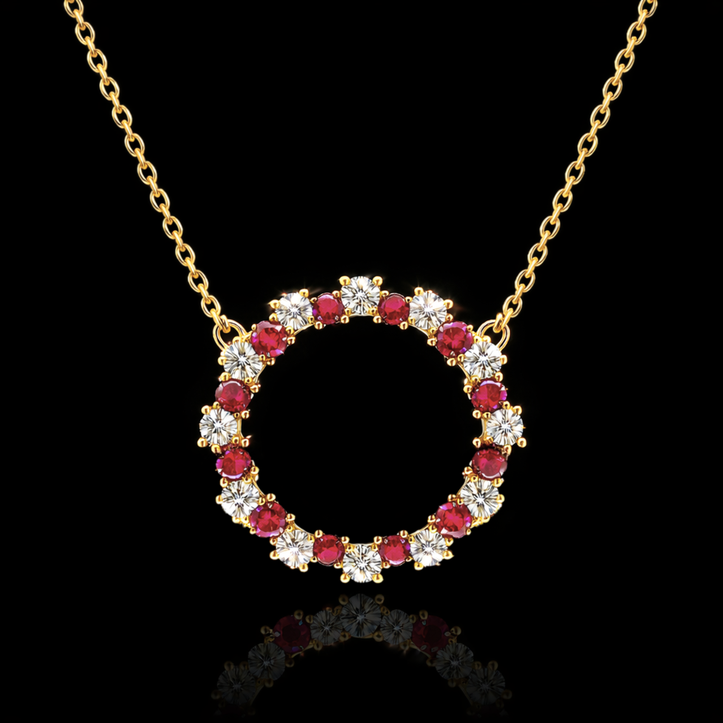 Cluster Disc Necklace with Rhinestones