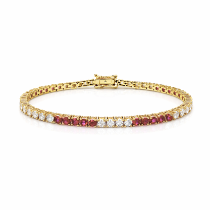 Gold Tone Colored Tennis Bracelet 5 Stone