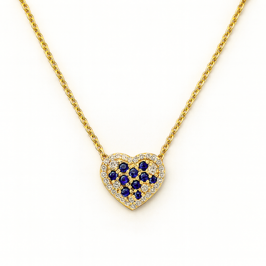 Colored Crystals Heart Necklace