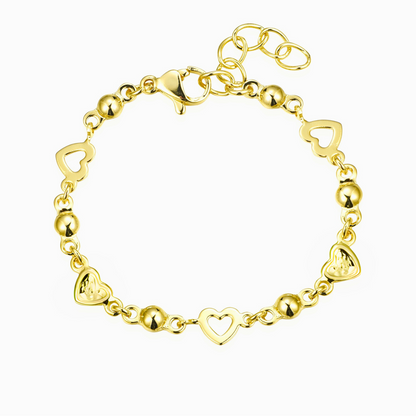 Gold Plated Hearts and Beads Bracelet